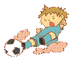 サッカーでスライディングをする女性のイラスト